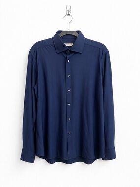 Corneliani Navy Stretch Dress Shirt